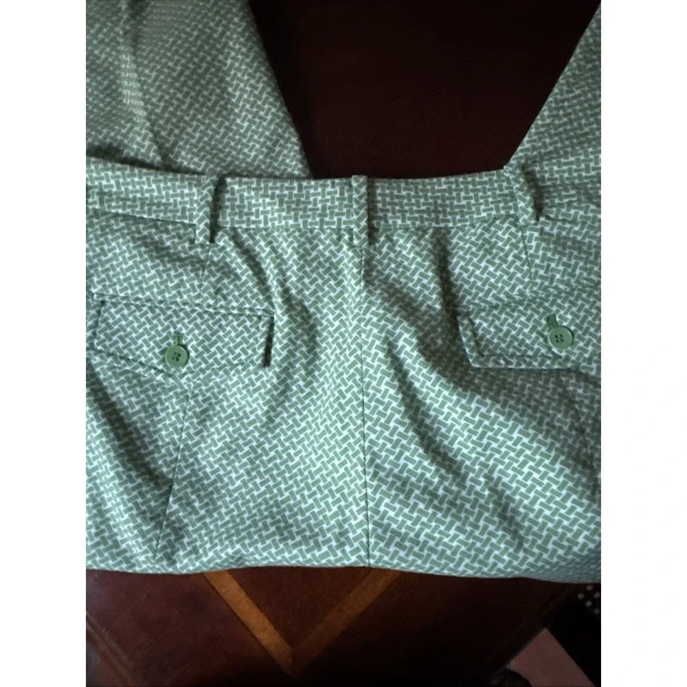 Talbots Heritage‎ Cropped Pants Women's Size 12 Green White Pattern Lattice - Picture 5 of 9